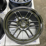 QTY 4 Enkei RPF1 18x9.5 5x114.3 38mm Chrome Black Blue Minor *Scratch & Dent*